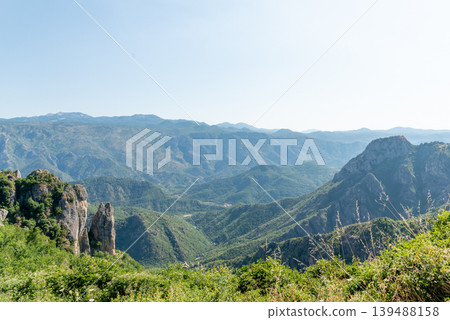 Landscape of Bosnia and Herzegovina mountains hill peak range haze summer Europe Landscape of Bosnia and Herzegovina mountains hill peak range haze summer Europe 139488158