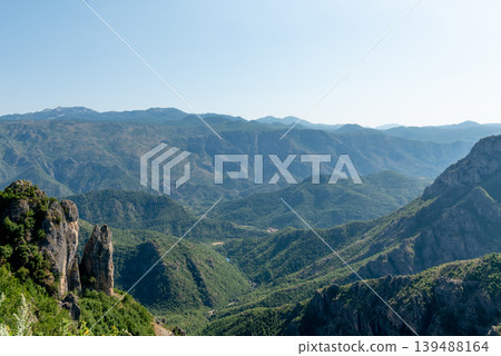 Landscape of Bosnia and Herzegovina mountains hill peak range haze summer Europe 139488164