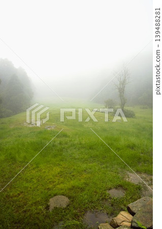 A mountain path shrouded in mist on the Annapurna Trail in Nepal A mountain path shrouded in mist on the Annapurna Trail in Nepal 139488281