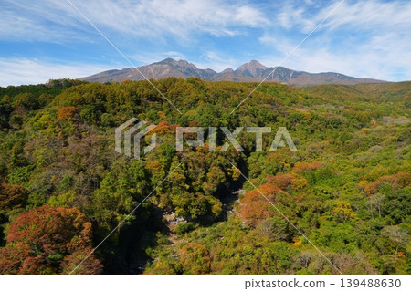 從八岳高原大橋眺望:八嶽山脈和山谷中秋色斑斕的景色,映襯著藍天白雲。 Ver1 從八岳高原大橋眺望:八嶽山脈和山谷中秋色斑斕的景色,映襯著藍天白雲。 Ver1 139488630