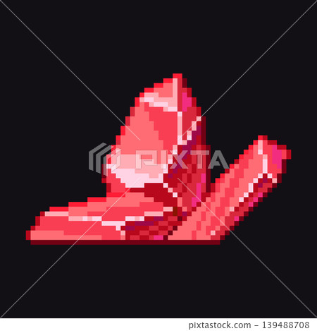 Pixel mineral crystal cluster retro game graphic Pixel mineral crystal cluster retro game graphic 139488708