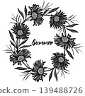 Vector black and white frame with chrysanthemum flowers and leaves 139488726