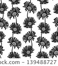 Vector seamless pattern with black and white chrysanthemums in a row 139488727