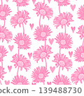 Vector seamless pattern with chrysanthemums in a row in pink and white color scheme 139488730
