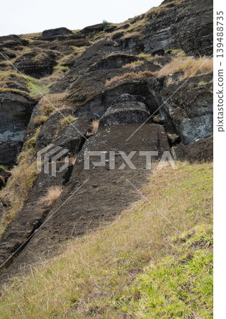 A giant Moai statue in progress, located on the slopes of Rano Raraku, Easter Island, November 2025. A giant Moai statue in progress, located on the slopes of Rano Raraku, Easter Island, November 2025. 139488735