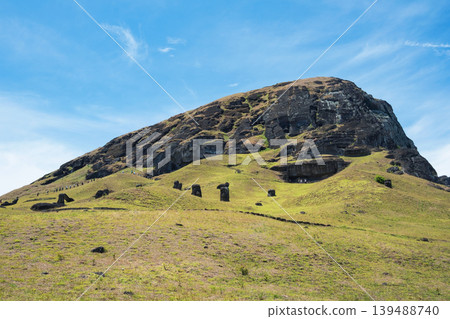 Rano Raraku, the mountain known as the Moai factory, Easter Island, November 2025. Rano Raraku, the mountain known as the Moai factory, Easter Island, November 2025. 139488740