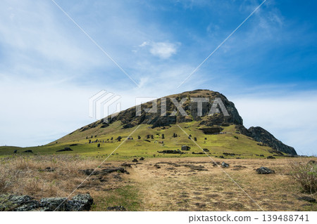 Rano Raraku, the mountain known as the Moai factory, Easter Island, November 2025. 139488741
