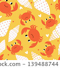 Vector seamless pattern with funny crabs on the seashore 139488744