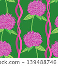 Vector seamless pattern with abstract flowers on a green background 139488746