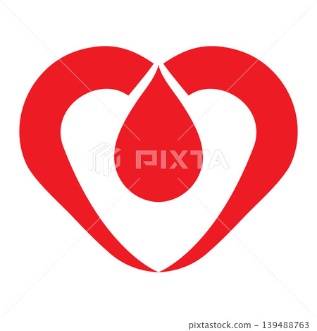 Heart symbol blood drop vector 139488763