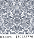 Abstract watercolor damask pattern with intricately curved brush strokes. 139488776