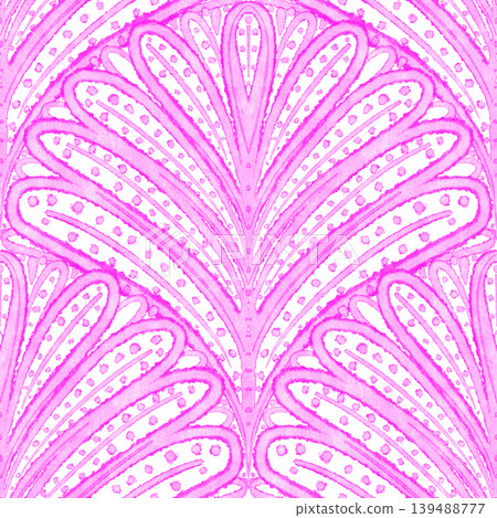 Abstract watercolor pattern in an ancient style with stylized shells 139488777