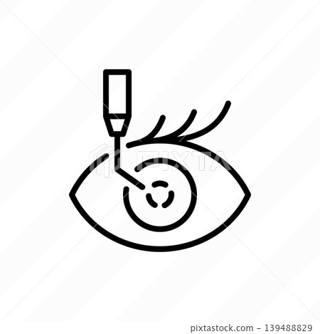 Cataract surgery thin line icon. Ophthalmology. Lasik vision correction. Modern vector illustration. Cataract surgery thin line icon. Ophthalmology. Lasik vision correction. Modern vector illustration. 139488829