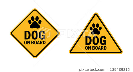 dog on board yellow warning sign isolated vector illustration dog on board yellow warning sign isolated vector illustration 139489215