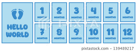 baby months paper tag set with numbers vector illustration baby months paper tag set with numbers vector illustration 139489217