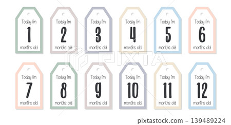 baby months paper tag set with numbers vector illustration baby months paper tag set with numbers vector illustration 139489224