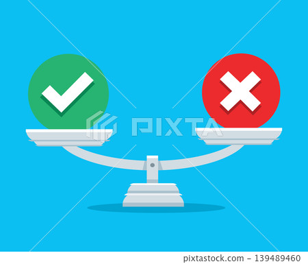 Decision Balance Scale with Check Mark and Cross Symbol 139489460