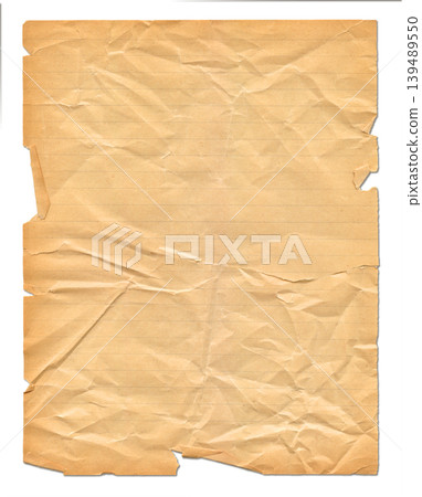 Brown crumpled lined paper isolated on white Brown crumpled lined paper isolated on white 139489550