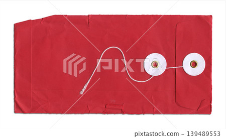 Red document envelope isolated on white Red document envelope isolated on white 139489553