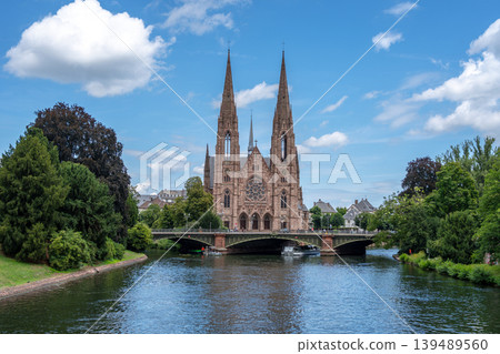 Saint Paul Church along the Ill river in Strasbourg Saint Paul Church along the Ill river in Strasbourg 139489560