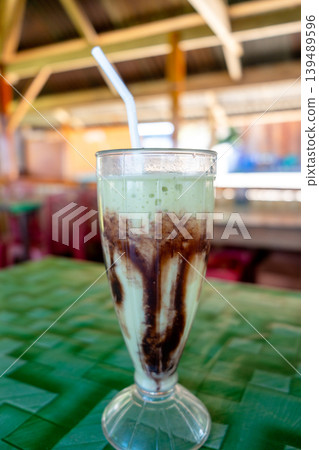 Avocado cocoa milkshake in Toraja land, Sulawesi, Indonesia Avocado cocoa milkshake in Toraja land, Sulawesi, Indonesia 139489596