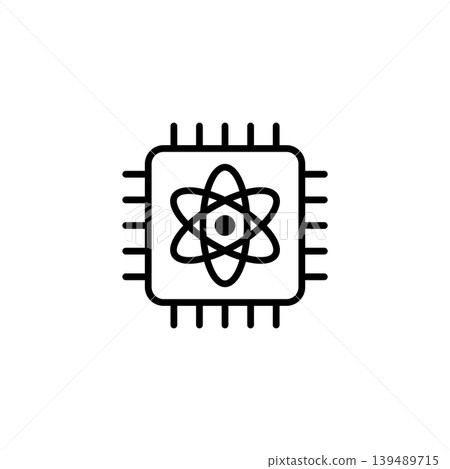 Quantum Computing Processor Chip Line Icon Quantum Computing Processor Chip Line Icon 139489715