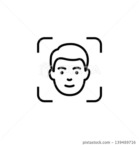 Facial Recognition Biometric Security Line Icon Facial Recognition Biometric Security Line Icon 139489716