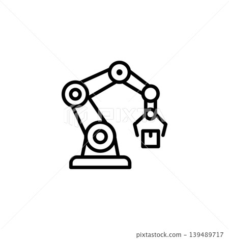 Industrial Robotic Arm Automation Line Icon Industrial Robotic Arm Automation Line Icon 139489717