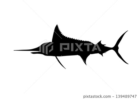 馬林魚輪廓插圖 - 大型洄游魚類素材 139489747