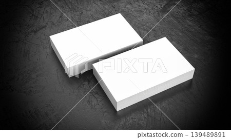 Blank Business Card Mockup on black background, 3d rendering 139489891