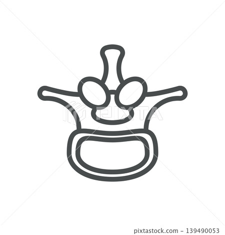 Spine Icon. Thin Line Illustration of Human Vertebra, Representing Backbone Anatomy, Spinal Health, Orthopedics, and Medical Education. Spine Icon. Thin Line Illustration of Human Vertebra, Representing Backbone Anatomy, Spinal Health, Orthopedics, and Medical Education. 139490053