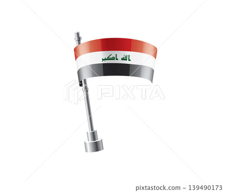 Clean representation showcasing Iraq flag attached to glossy metal pole Clean representation showcasing Iraq flag attached to glossy metal pole 139490173