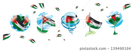 Vector set of the Jordanian flag in various creative designs Vector set of the Jordanian flag in various creative designs 139490184