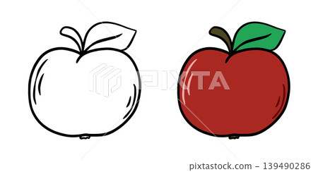 Hand-drawn sketch of ripe juicy apple 139490286
