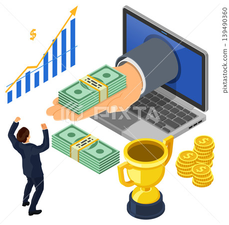 Internet Online Earnings Isometric Concept 139490360