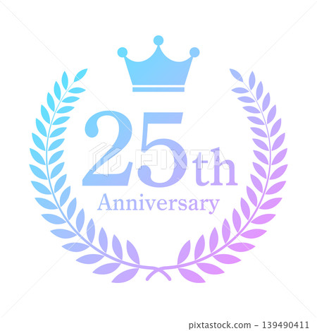 Holographic 25th Anniversary Laurel Wreath Frame, Rainbow Colors, Gaming, Commemorative Emblem Material Holographic 25th Anniversary Laurel Wreath Frame, Rainbow Colors, Gaming, Commemorative Emblem Material 139490411