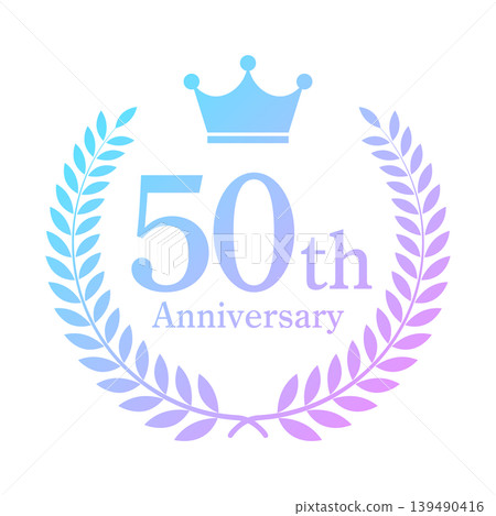 全像50週年紀念月桂花環相框，彩虹色，遊戲，紀念徽章材料 139490416