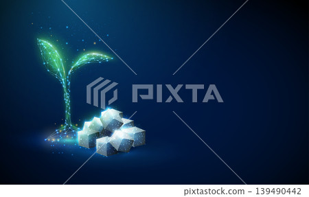 3d green stevia plant with pile of sweetener cubes. Natural sweetener source, stevia based sugar alternatives, sugar substitute, low calorie sweetening concept 3d green stevia plant with pile of sweetener cubes. Natural sweetener source, stevia based sugar alternatives, sugar substitute, low calorie sweetening concept 139490442