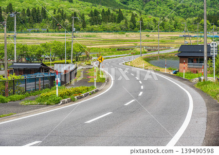 Rural scenery of Lake Biwa in the Oku area, Nishiasaicho, Nagahama City, Shiga Prefecture 139490598