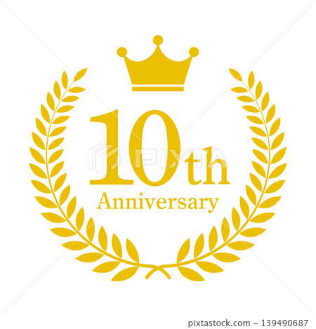 10th Anniversary Laurel Wreath Frame Gold Vector Material 10th Anniversary Laurel Wreath Frame Gold Vector Material 139490687