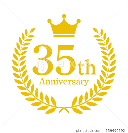 35th Anniversary Laurel Wreath Frame Gold Vector Material 35th Anniversary Laurel Wreath Frame Gold Vector Material 139490692
