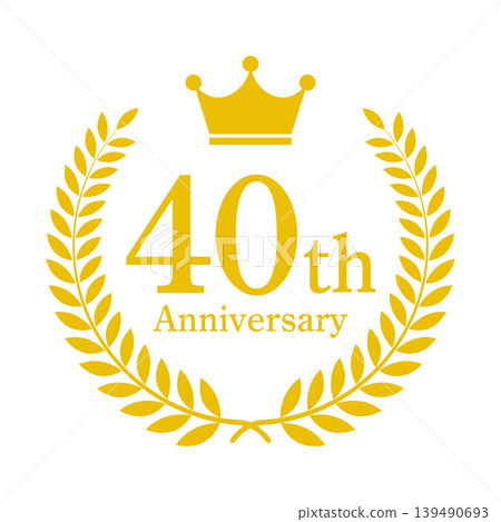 40th Anniversary Laurel Wreath Frame Gold Vector Material 40th Anniversary Laurel Wreath Frame Gold Vector Material 139490693