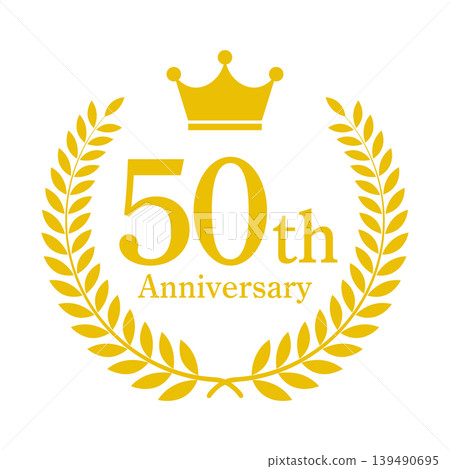 50th Anniversary Laurel Wreath Frame Gold Vector Material 50th Anniversary Laurel Wreath Frame Gold Vector Material 139490695