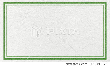 Textured white paper background with natural green double frame border and copy space for banner, presentation, template 139491175