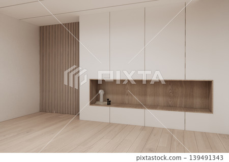 shelf on Built-in mock up smath board wall minimalist,Empty white wall on wooden floor and decoration, room japandi modern style.3D rendering shelf on Built-in mock up smath board wall minimalist,Empty white wall on wooden floor and decoration, room japandi modern style.3D rendering 139491343