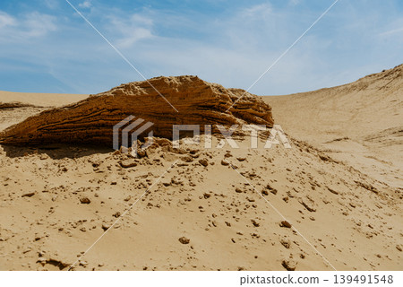 Desert Sarykum Dagestan landscape, sandy orange dunes, sunny wilderness Desert Sarykum Dagestan landscape, sandy orange dunes, sunny wilderness 139491548