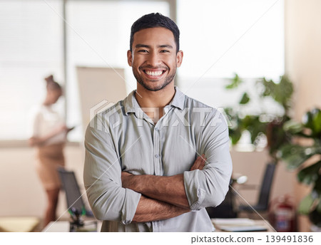 Portrait, confidence and businessman in office, about us and tax consultant with job opportunity. Smile, arms crossed and financial employee in workplace, person and VAT specialist with career growth Portrait, confidence and businessman in office, about us and tax consultant with job opportunity. Smile, arms crossed and financial employee in workplace, person and VAT specialist with career growth 139491836