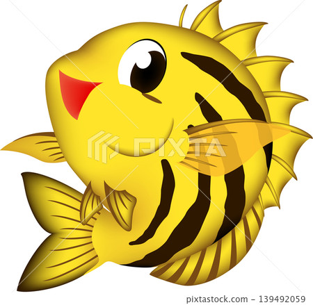 Cute fish illustration: "Kagokakidai" (a type of butterflyfish), vector format, white background (PNG version has a transparent background), single illustration. Cute fish illustration: "Kagokakidai" (a type of butterflyfish), vector format, white background (PNG version has a transparent background), single illustration. 139492059