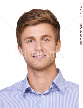 Businessman, portrait or smile in studio for career, startup or positive mindset for marketing agency. Entrepreneur, corporate or face for business profile picture or professional on white background Businessman, portrait or smile in studio for career, startup or positive mindset for marketing agency. Entrepreneur, corporate or face for business profile picture or professional on white background 139492376