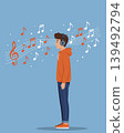 Man wearing headphone listen music vector 139492794